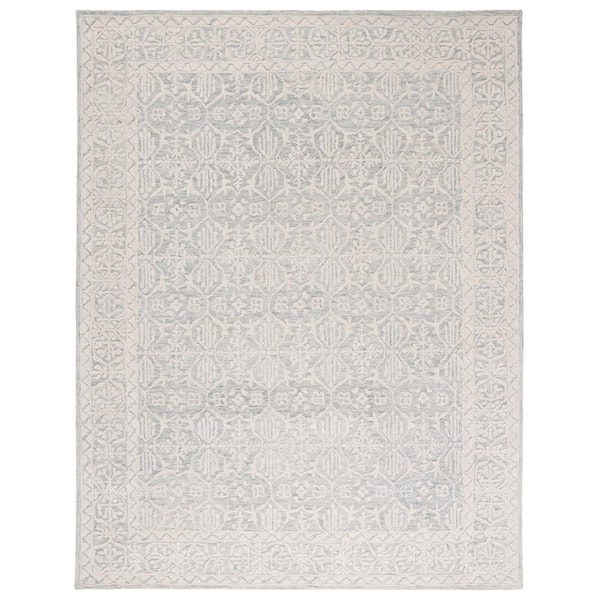 SAFAVIEH Metro Light Gray/Ivory 8 ft. x 10 ft. Floral Border Area Rug
