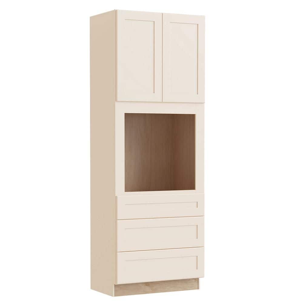 Newport 33 in. W x 24 in. D x 96 in. H Assembled Plywood Double Oven Kitchen Cabinet in Blended Cream with Soft Close price history on PriceWatchPro