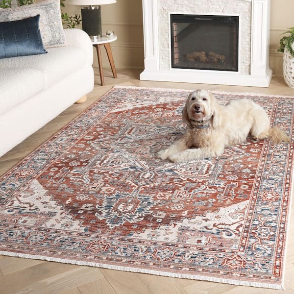 SAFAVIEH Vintage Persian 8 ft. x 10 ft. Rust/Navy Ornate