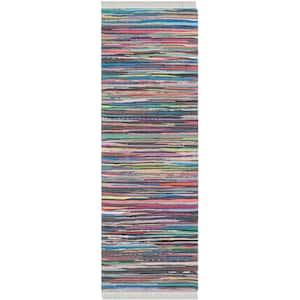 Rag Rug Gray/Multi 2 ft. x 5 ft. Striped Runner Rug