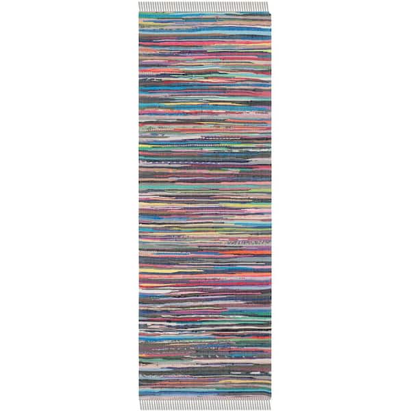 SAFAVIEH Rag Rug Gray/Multi 2 ft. x 6 ft. Striped Runner Rug