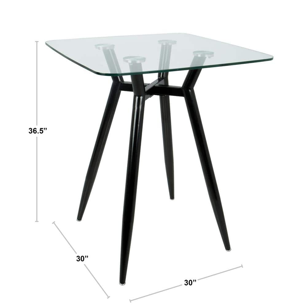 Sleek Mid-Century Modern 30" Square Glass Counter Table