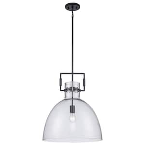 Ballington 17.88 in. 1-Light Black Oversized Pendant Light Fixture with Clear Glass Shade