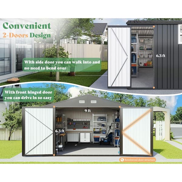 amerlife 13.2 ft. W x 20.7 ft. D Metal Shed with Double Door