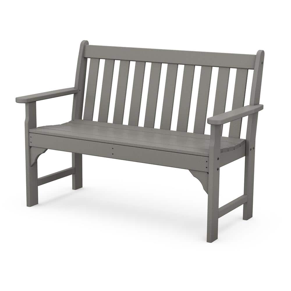 POLYWOOD Vineyard 48 in. 2-Person Slate Grey Plastic Outdoor Bench -  GNB48GY