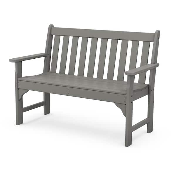 POLYWOOD Vineyard 48 in. 2-Person Slate Grey Plastic Outdoor Bench