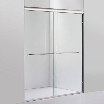 Reggio 60 in. W x 76 in. H Sliding Frameless Shower Door/Enclosure in Brushed Nickel with Clear Tempered Glass