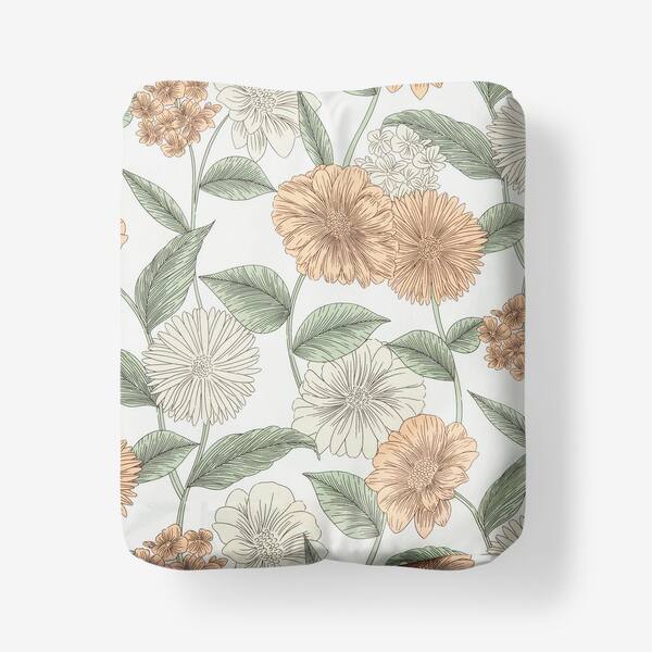 The Company Store Company Cotton Meadow Blooms Ivory Multi Cotton Percale Twin Fitted Sheet