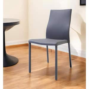 Gray Upholstered Faux Leather Side Chair