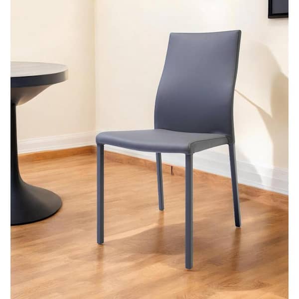 HomeRoots Gray Upholstered Faux Leather Side Chair