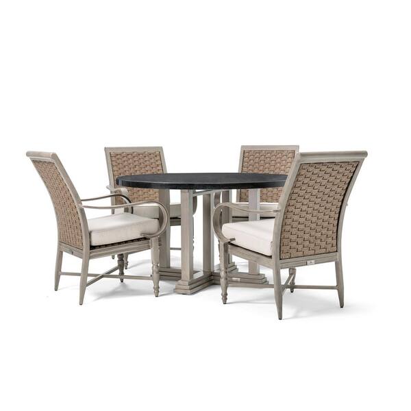 BLUE OAK Saylor Wicker 5-Piece Outdoor Dining Set with Outdura Remy Sand Cushion