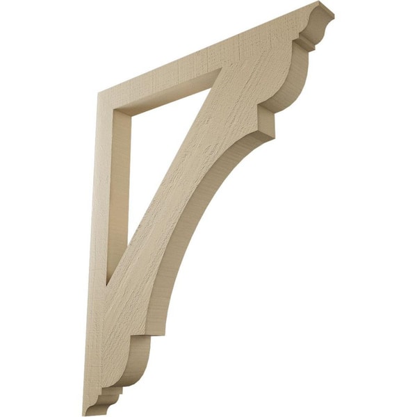 Ekena Millwork 3.5 in. x 44 in. x 36 in. Olympic Traditional Rough Cedar Woodgrain Timberthane Polyurethane Bracket, Primed Tan