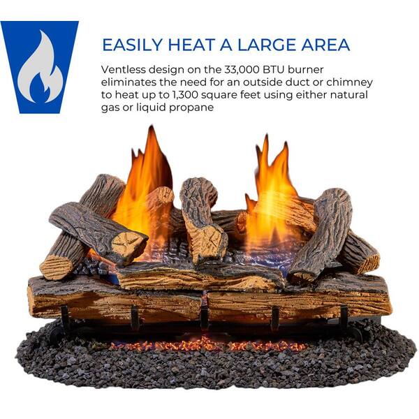 Duluth Forge Split Red Oak 24 in. Vent-Free Gas Fireplace Logs With  Thermostat 210069 - The Home Depot