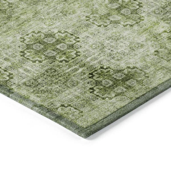 2 X 3 Olive Green Floral Outdoor Area Rug
