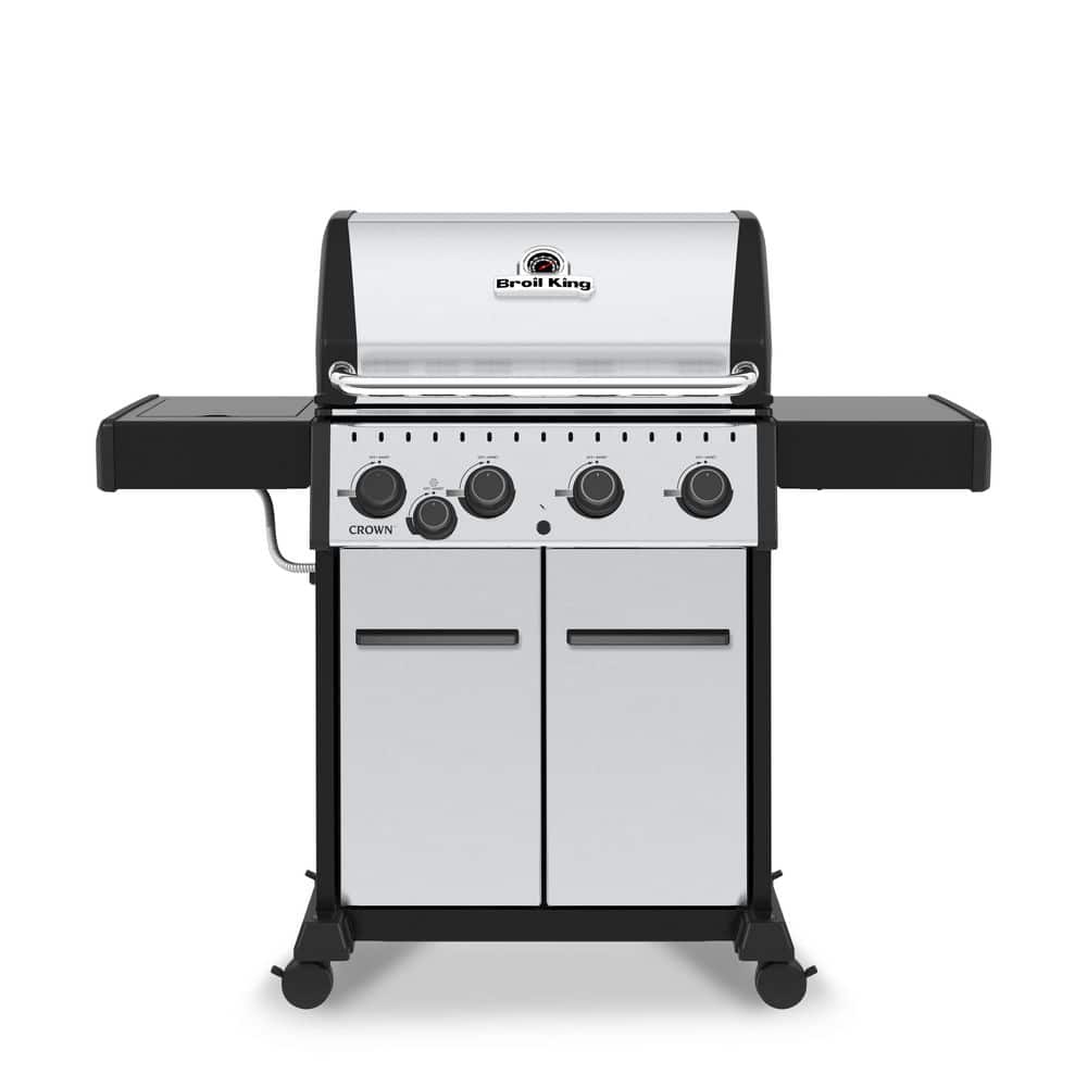 Crown S 440 4-Burner Propane Gas Grill in Stainless Steel with Side Burner