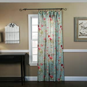 Sage Floral Rod Pocket Room Darkening Curtain - 48 in. W x 63 in. L
