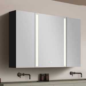 40 in. W x 30 in. H Rectangular Black Aluminum Surface Mount Led Bathroom Medicine Cabinet with Mirror and Defogger