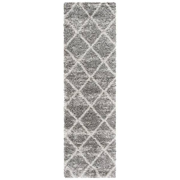 Hudson 2 ft. x 10 ft. Distressed Gray/Ivory Geometric Runner Rug