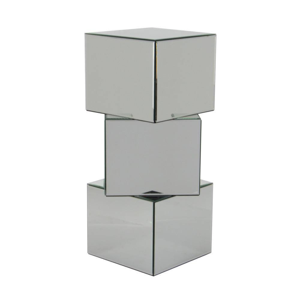 XL Silver Mirrored Glass Pedestal Display Stand