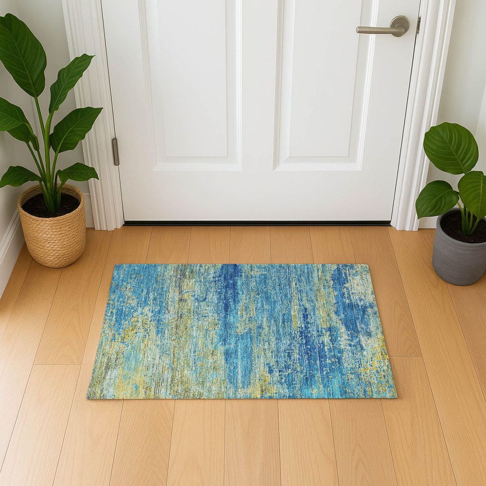 Mayfield Premium Machine Washable Abstract AMF1777 Navy 2 ft. x 3 ft. Area Rug price history on PriceWatchPro