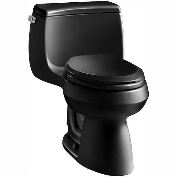 KOHLER Gabrielle Comfort Height 1-Piece 1.28 GPF Single Flush Elongated Toilet with AquaPiston Flushing Technology-Black Black