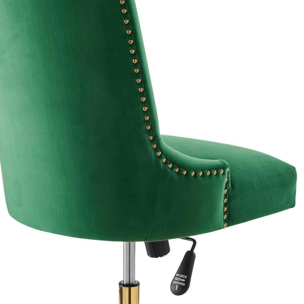 Ergonomic Executive Swivel Office Chair in Gold Emerald with Metal Base
