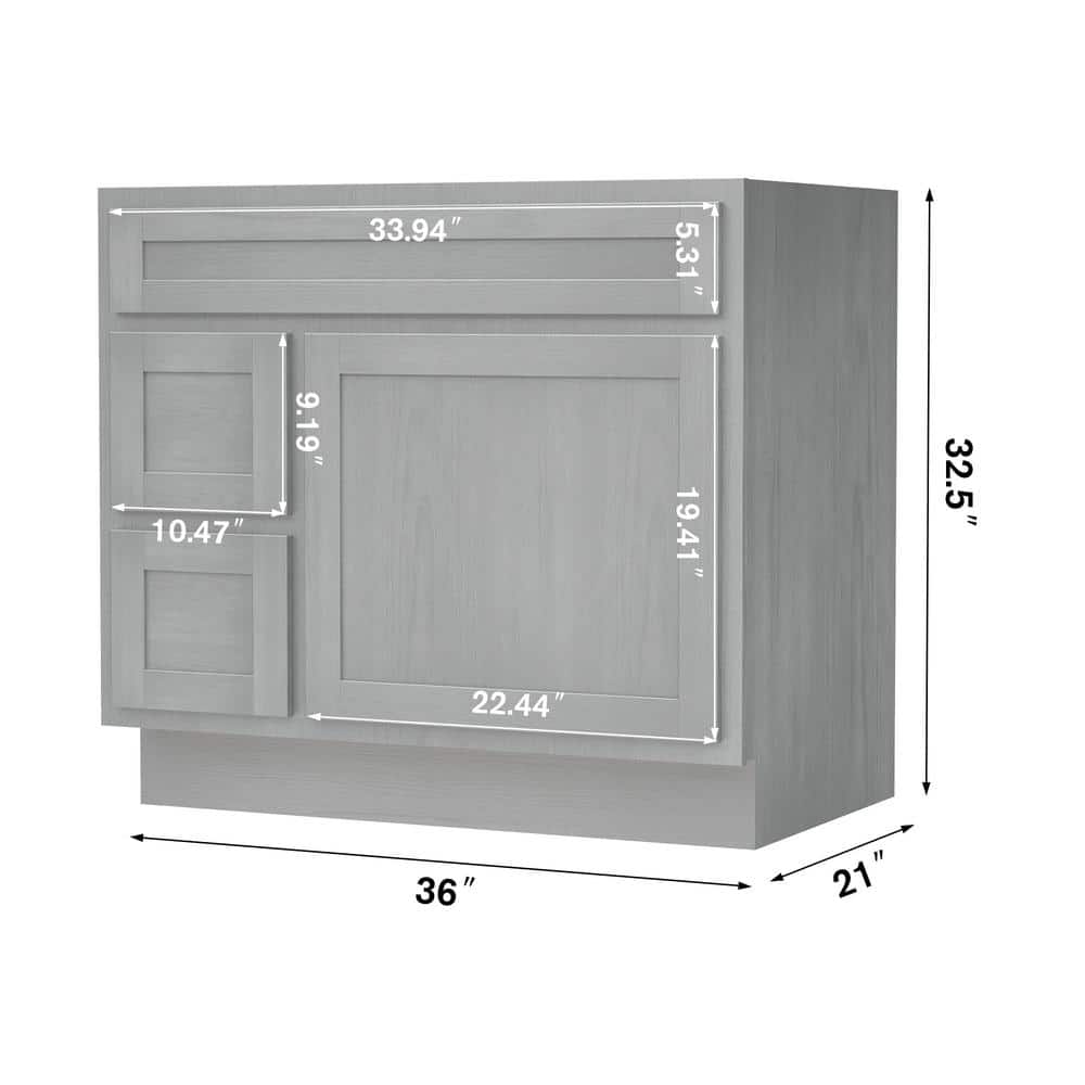 Hibbitts 36" Silver Single Shaker Bathroom Vanity Base