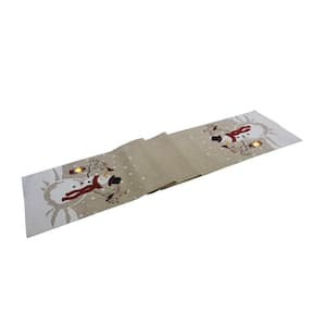 Manor Luxe Snowman Lantern Light Up Chirstmas Table Runner 13.5 by 72-in | ML189231372