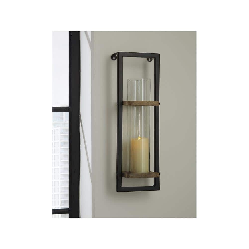 Colburn Contemporary Black Wood Wall Sconce, 23.75" Height