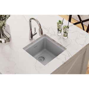 Quartz Classic Greystone Quartz 15.75 in. Single Bowl Drop-In/Undermount Kitchen Sink