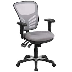Mid-Back Gray Mesh Swivel Task Chair with Triple Paddle Control