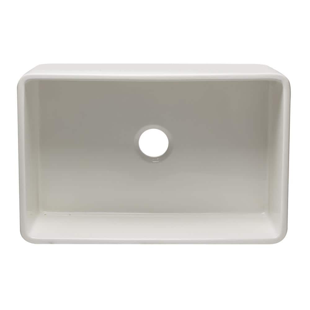 30'' White Fireclay Single Bowl Farmhouse Sink