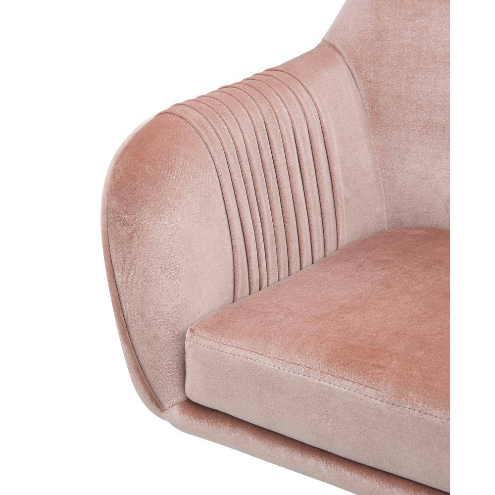 Dusky Rose Velvet Swivel Task Chair with Chrome Metal Base