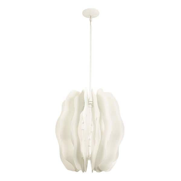 Savoy House Striata 6-Light White Cashmere Pendant Light with Rippling Handcrafted Metal Petals