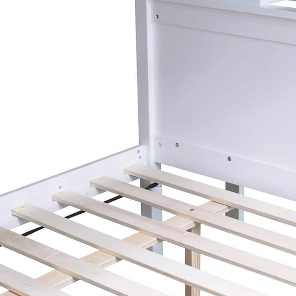 Harper & Bright Designs White Twin over Full Bunk Bed with Two