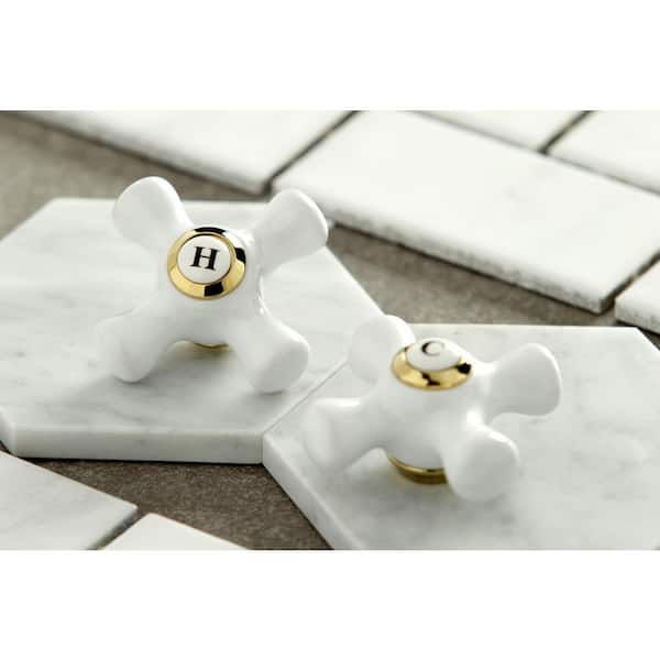 Kingston Brass Heritage Polished Brass Faucet Parts: Hot Cold Knobs &  Faucet 