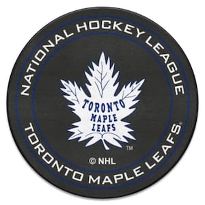 NHL Retro Toronto Maple Leafs Black 2 ft. Round Hockey Puck Area Rug