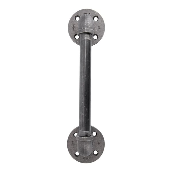 PIPE DECOR 1/2 in. x 12.5 in. L Black Pipe Barn Door Handle Kit
