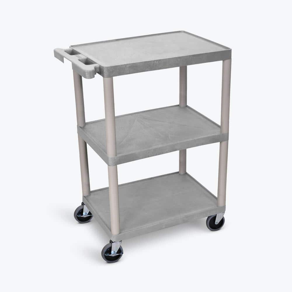 HE 24 in. W x 18 in. D x 34 in. H, 3-Flat Shelf Utility Cart in Gray