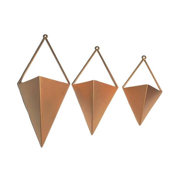 Kauri Beautiful Botanicals By Kauri Design, Copper Metal Geometric Planter Indoor Hanging Wall Planters to (3-Pack)