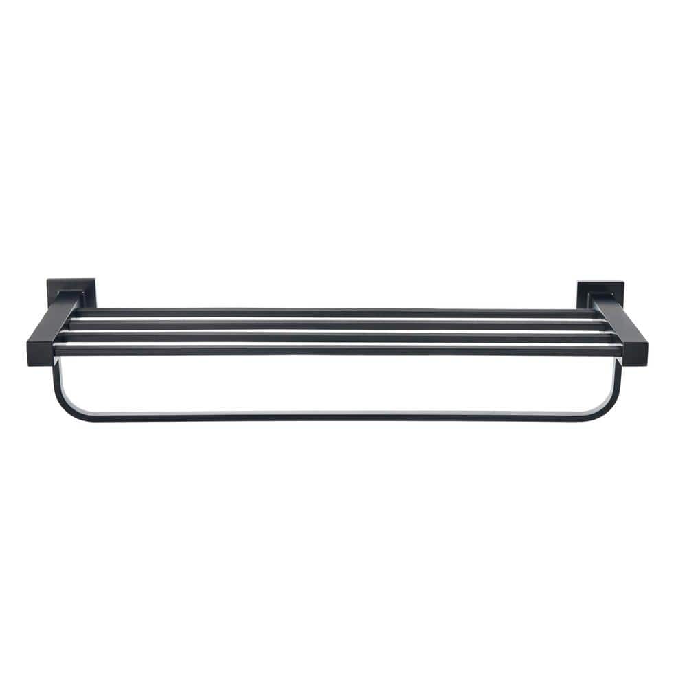 Matte Black 21" Wall Mounted Industrial Towel Rack