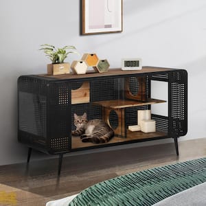 55.12"L x 22.83"W x 29.92"H Spacious Cat House with Tempered Glass for Living Room Hallwa Study and Other Spaces