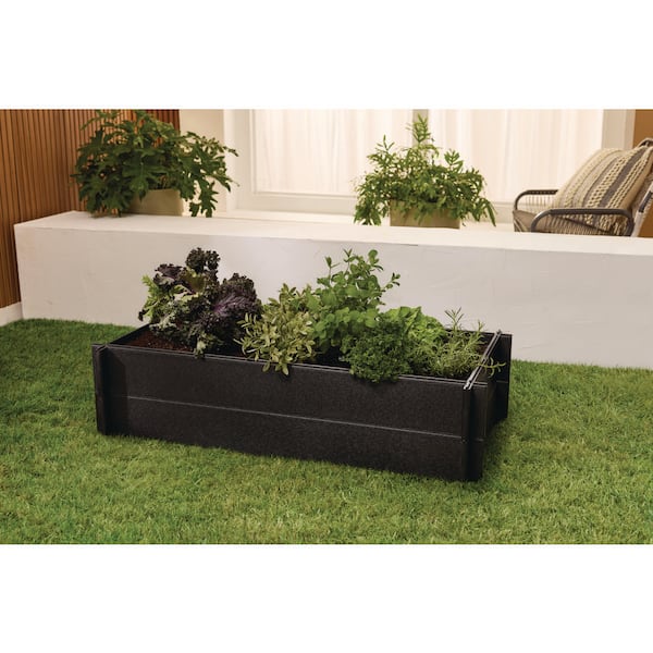 Black Resin Stackable Rectangular Raised Garden Bed (48 in. L x 24 in. W x 6 in. H)