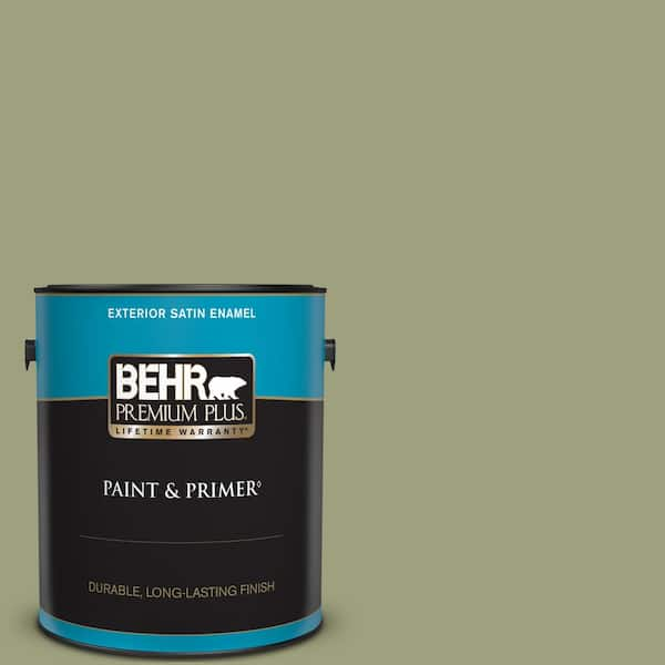 BEHR PREMIUM PLUS 1 gal. #BIC-57 French Parsley Satin Enamel Exterior Paint & Primer