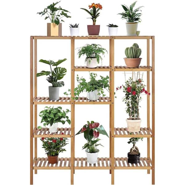 VIVOSUN 55.5 in. Tall Indoor/Outdoor Bamboo Wood Plant Stand (5-Tier)