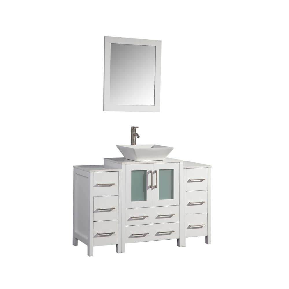 Vanity Art 48 In W X 18 5 In D X 36 In H Bathroom Vanity In White With Single Basin Vanity Top In White Ceramic And Mirror Va3124 48w The Home Depot