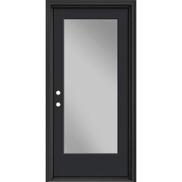 Masonite Performance Door System 36 in. x 80 in. VG Full Lite Right-Hand Inswing Clear Black Smooth Fiberglass Prehung Front Door