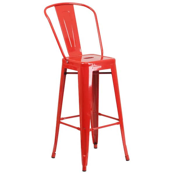 Flash Furniture 30.25 in. Red Metal Bar Stool