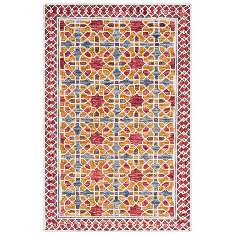 Aspen 3 ft. x 5 ft. Red/Yellow Geometric Border Area Rug price history on PriceWatchPro