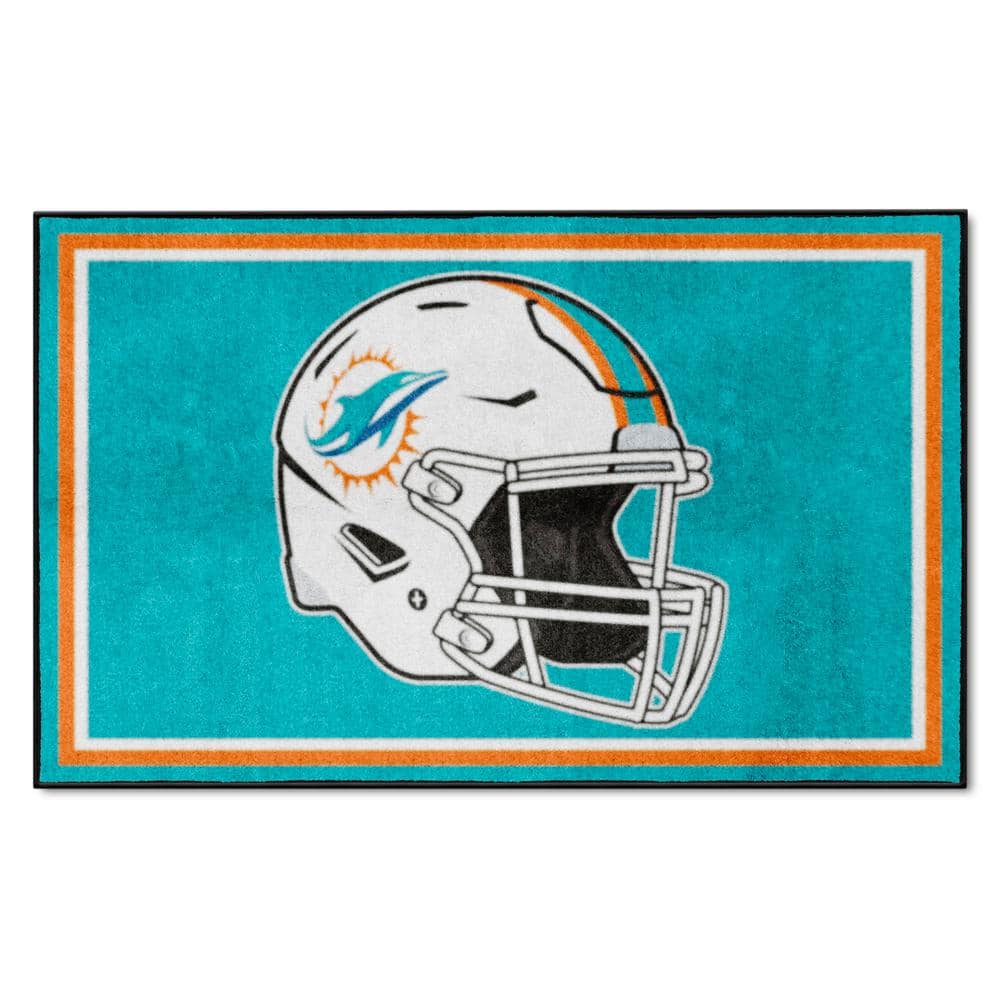 FANMATS Miami Dolphins Aqua 4 Ft. X 6 Ft. Plush Area Rug 38299 - The ...